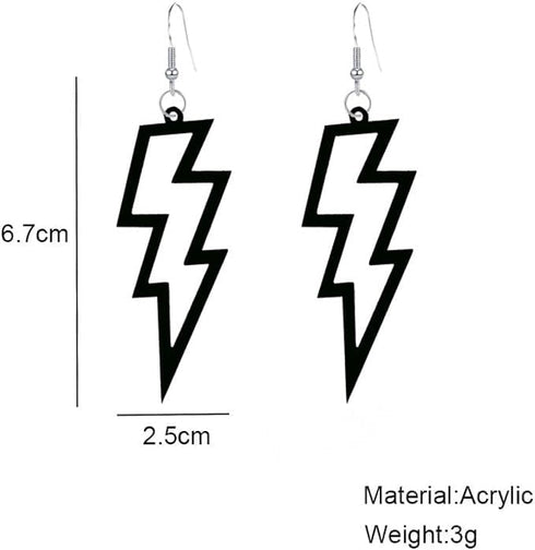Lightning Bolt Necklace Earrings Lightning Pendant Necklace Retro Acrylic Drop Dangle Earrings Halloween Jewelry Set for Women 80's Party...