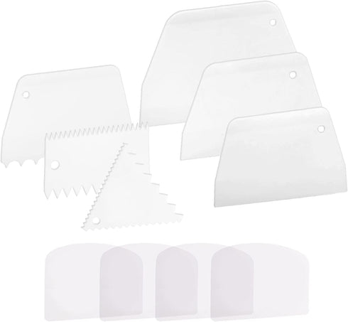 Anvin Cake Scraper Smoother Cake Icing Tool Set, Plastic Scraper Cake Frosting Scraper Smoother Combo for Buttercream Edge Decorating Cake Smoothe...