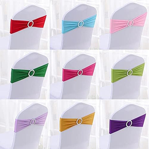 Tvoip 10PCS Chair Cover Stretch Band with Buckle Slider Sashes Bow Wedding Banquet Chair Decoration (Dark Brown)...