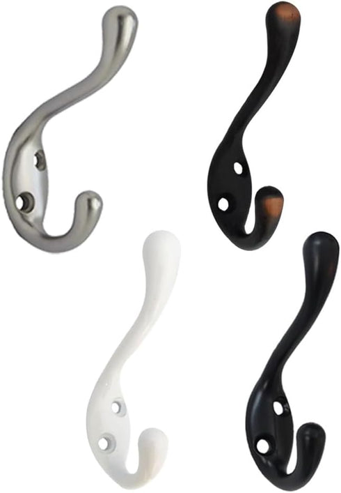 QCAA Premium Quality Heavy Duty Coat and Hat Hook Hanger, 3-3/8", Zinc Die Cast, Satin Nickel, 5 Pack, Made in Taiwan...