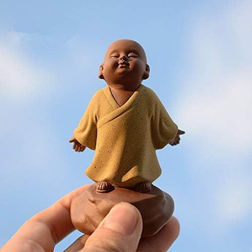 Kingzhuo Ceramic Little Cute Buddha Statue Monk Figurine Creative Baby Crafts Dolls Ornaments Gift Classic Delicate Ceramic Arts and Crafts Tea Ac...