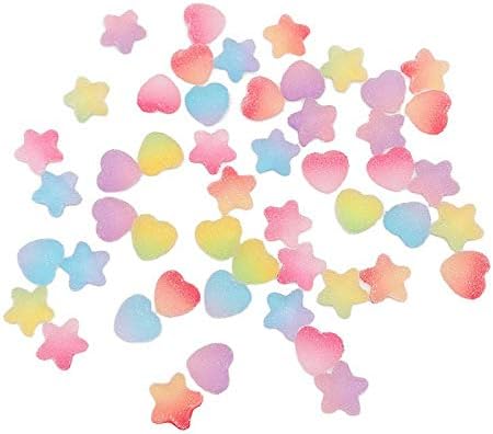 SUKPSY 50 Pcs Mix Soft Candy Resin Charms Flatback Fake Candy Buttons Embellishments Making Supplies for Cell Phone Case Scrapbooking Hair Clip He...
