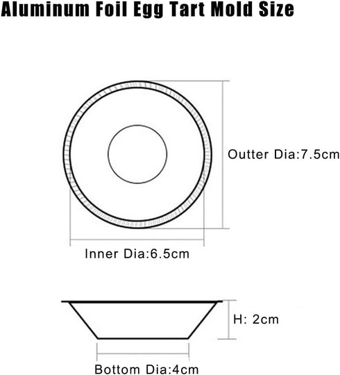 250 PCS Disposable Egg Tart Tins Molds Aluminum Foil Round Egg Tart Mold Pie Tins Pans Cake Cups Mould Makers Cupcake Cookie Circular Egg Tart Mol...