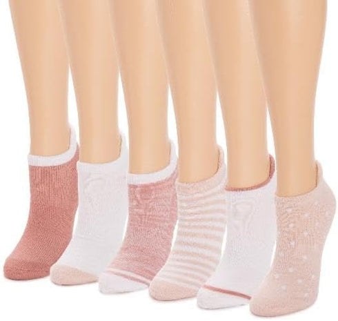 MUK LUKS Women's 6 Pack Dream Step Ankle Socks, Blush, OS...