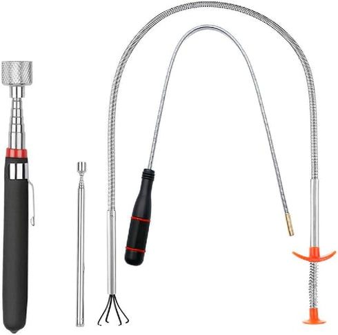 4 Pack Telescoping Magnet Pick-up Tool Set - Retrieving Pickup Tools?Extendable Pick Up Tools?Bendable Spring Magnet Stick?Flexible Extra Long Rea...