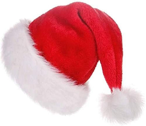 LOKIPA Christmas Santa Hat for Kids, Soft Plush Xmas Santa Hat for kids with Thicken Classic Fur (15X11 Inch for Age 3+ Child)...