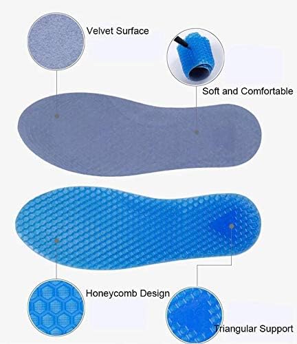 1Pair Blue Silicone Gel Reusable Honeycomb Full Length Non Slip Comfort Sports Insole Air Cushion Damping Shoe Pad Cushion Shoe Inserts for Men Wo...