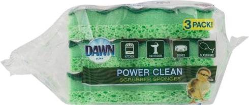 Dawn Power Clean Wedge-Shaped Scrubber Sponges, Green (Pack of 3)...