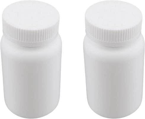Othmro PE Plastic Lab Chemical Reagent Bottles 2pcs, 200ml/6.8oz Wide Mouth 42mmID Round Sample Liquid Storage Container Sealing Bottles White wit...
