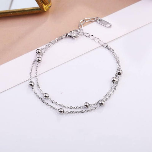 COLORFUL BLING Stainless Steel Ankle Bracelet for Women Teens Beach Beaded Heart Figaro Chain Cute Layered Ankle Bracelet Adjustable Foot Jewelry...