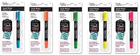 Craft Decor Chalk Writer Bundles (Pen for Writing Glass Windows/Mirror/Windshield) (Blue-Orange-Green-Yellow-Pink)...
