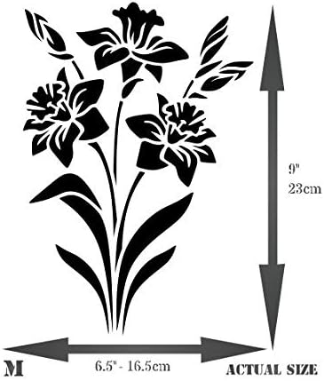 Daffodil Stencil, 6.5 x 9 inch (M) - Spring Flower Floral Perennial Stencils for Painting Template...