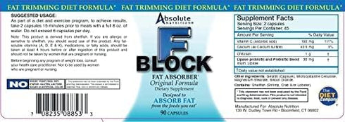 FBlock Xtra Fat Absorber, Diet Formula, 90 Capsules...