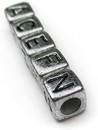 1000pcs Mixed Acrylic Letter/Alphabet “A-Z”Cube Beads for DIY Craft (Silver with Black Letter)...