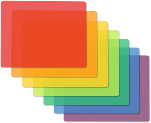 Fotouzy Plastic Cutting Boards for Kitchen, Flexible Cutting Mats Set of 7, BPA-Free, Non-Porous, Dishwasher Safe, 15x12 In, 7 Translucent Colors...