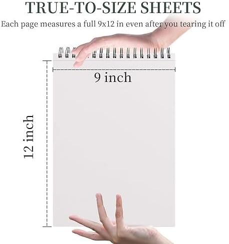 9" x 12" Sketch Book, Top Spiral Bound Sketch Pad,90-Sheets (68lb/100gsm), Acid Free Art Sketchbook Artistic Drawing Painting Writing Paper for Ar...