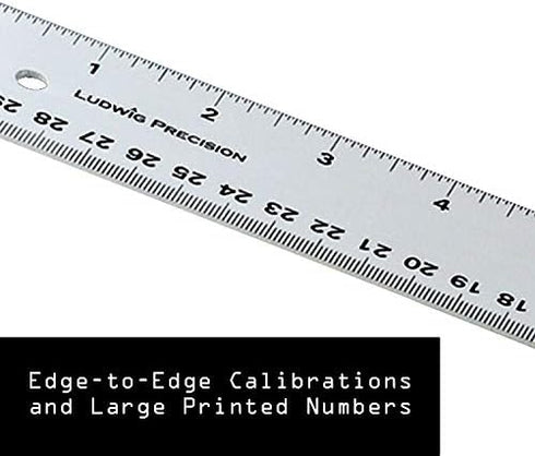 Ludwig Precision Aluminum Straight Edge Ruler, 12-INCH, Silver...