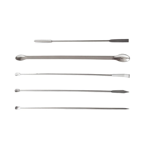 5 Pack Lab Spoons Micro Lab Spoon Scoop with Nickel Stainless Steel Laboratory Mixing Spatula Sampling Spoon for Combination Reagent, Powd...