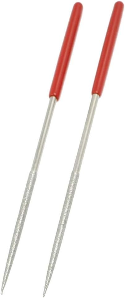 Utoolmart Diamond Needle File, 2-Pieces Mini Diamond Needle File Set, 4mm x 160mm Round Files Tools, 150 Grits Small Tip Files, for Metal Glass St...