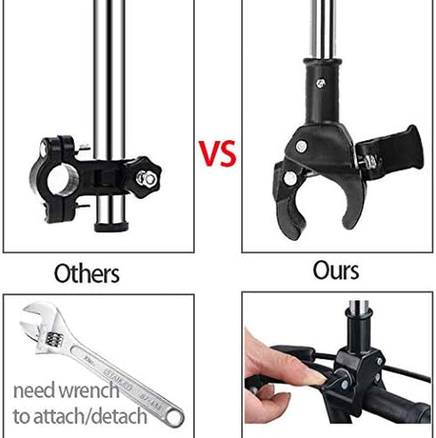 Umbrella Mount Holder, Adjustable Umbrella Mount Stand No Need Wrench to Attach/Detach Umbrella Clamp for Wheelchairs, Walker, Rollator, Biycle, P...
