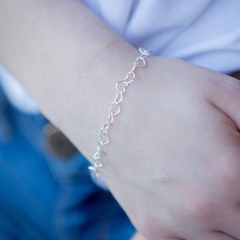 Hollow Love Heart Link Chain Bracelet Sterling Steel Bracelet for Women...