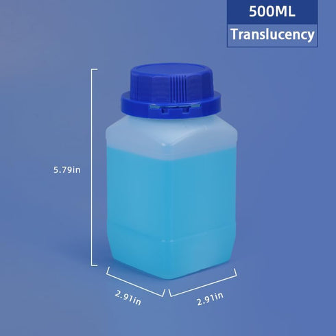 16.9oz Plastic Lab Chemical Reagent Bottles, Square Sample Storage Container, Plastic Chemical Container Bottle with Anti-theft Cap, Wide Mouth Sa...