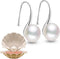 925 Sterling Silver Hoop Handpicked AAA+ Quality 7.5-8mm White Freshwater Cultured Pearl Dangle Drop Earrings Jewelry for Women...