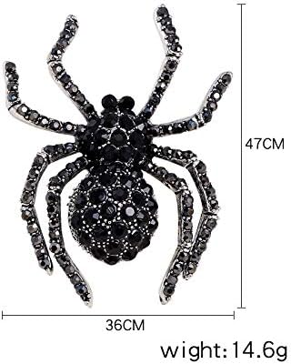 Halloween Black Spider Brooches Pins Punk Black Crystal Rhinestone Gothic Spider Insect Brooch Pin Jewelry for Women Men-Black...