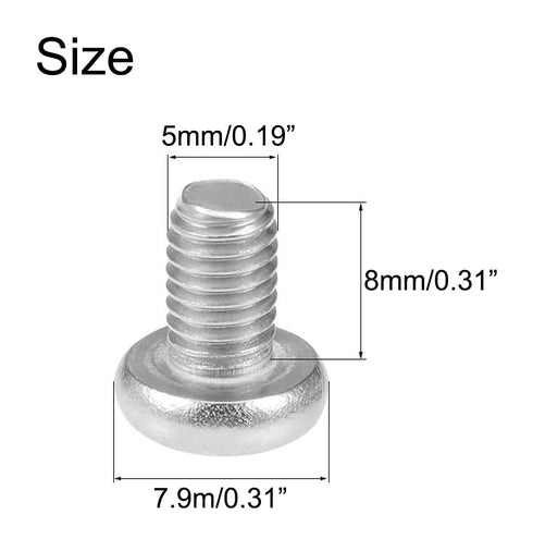 M5x8mm Machine Screws, Pan Phillips Cross Head Screw, Nickel Plated Carbon Steel Fasteners Bolts, 200Pcs...