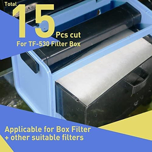 Aquarium White Filter Floss Pad for Fish Tank Premium Polyester Fiber Filter Media 0.28” to 0.39” Thick Cut to Fit Hang on Box Filter 39IN Long 2P...