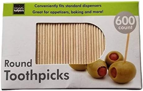 600-Count Round 2.5" Long Wooden Toothpicks - Great for Appetizers, Baking and more! (1-pack (600 pcs))...