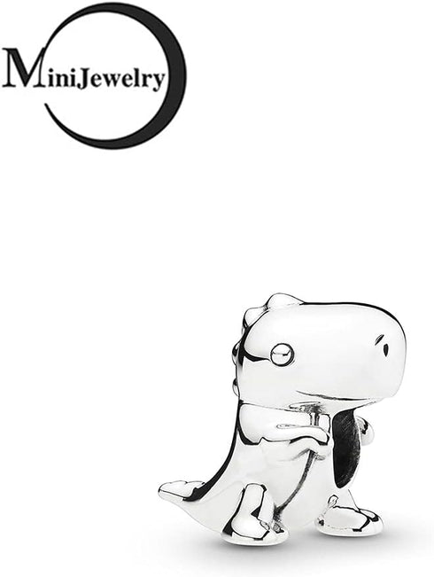 Dinosaur Bead Charm Fits Pandora Bracelets Dino T-Rex Cute Animal Tyrannosaurus Girls Women Auntie Granddaughter Daughter Birthday Christmas...