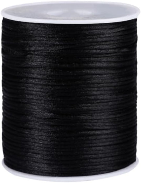 2.0 mm Nylon Satin Cord Thread Beading String for Macrame, Friendship Bracelets,Chinese Knotting,Necklaces,Jewelry Making 109 Yards (Black)...