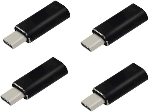 4 Pack Black Adapter - Female Lightning to Male USBC - Supports Charging and Data Transfer - Compatible with iPhone 15 15Pro Max Plus iOS Samsung ...