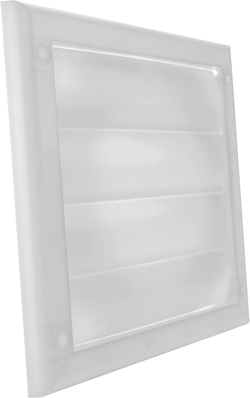 Vent Systems 4 inch (7.5 x 7.5) Exhaust Vent Cover - White - Dryer Vent Hood - Louvered Dryer Duct Vent Cover - Vent Hood Cap - One-Directional Plastic Air Supply Grille