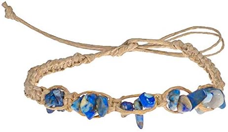 BlueRica Gemstone Chips on Hemp Anklet Bracelet...