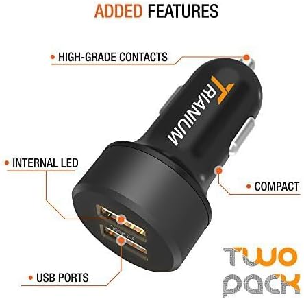Trianium Car Charger 24W (2 Pack) Dual Charger Adapter, AtomicDrive SmartUSB Compatible iPhone 12 11 Pro Max/XR/XS Max/X/8/7/6s/6 Plus, iPad Pro/A...