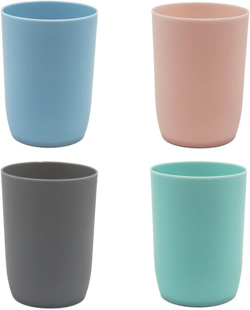 Topsky 4-Pack Bathroom Tumbler - Plastic Toothbrush Cup - Reusable Drinkware - Mouthwash Cup...