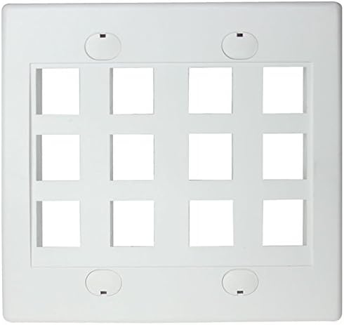 RiteAV - Keystone Wall Plate Double Gang 12-Port White (1 Piece Flush)...
