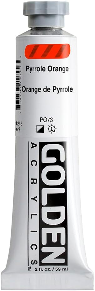 Heavy Body Acrylics by GOLDEN, Pyrrole Orange, 2 fl. oz. Tube, Professional Acrylic Paint, Semi-Opaque...