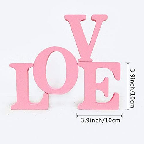 Wooden Love Sign Table Top Sign Freestanding Decorative Letter for Wedding Party Home Decor Pink...
