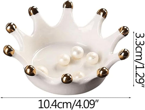 Royal-Crown-Jewelry-Tray Ring-Necklace-Jewelry-Trinket-Dishes Ceramic-Decorative-Holder Engagement Brithday Mother Gifts...