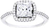 TwoBirch Halo Cushion Asscher Cut Prong Set Engagement Ring in 18k White Gold Plated Sterling Silver and CZ...