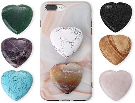 Black Lava Stone Heart Phone Grip, Essential Oil Diffuser Collapsible Holder for Smart Phone and Tablet...