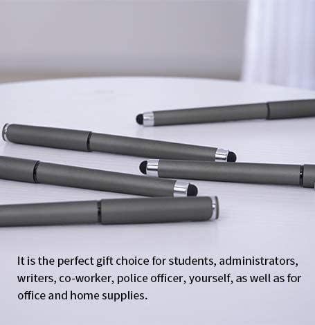 0.7mm Black Ink Gel Ink Rollerball Pens 2 in 1 Medium Point Pens with Stylus Work Pen Smooth Writing for Office Black gel pen (Dark Grey-18pack).....