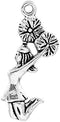JGFinds Cheerleading Charms, Cheerleader with Pom-Poms - 50 Pieces, 28mm Length with a 1.7mm Hole, Silver Tone (50 Pc Cheerleader), for DIY Cheer ...