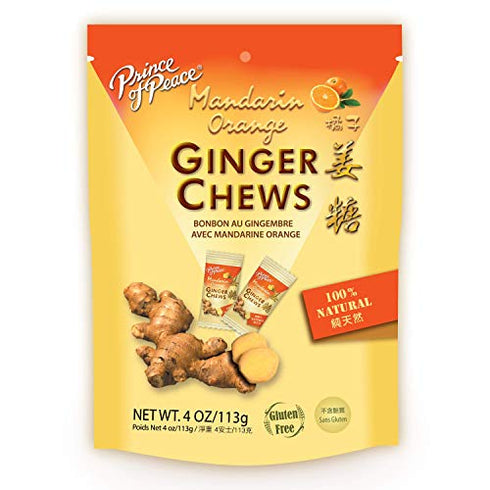 Prince Of Peace Ginger Chews with Mandarin Orange, Candied Ginger, Orange Candy, Orange Ginger Chews, Natural Candy, Ginger Candy for Nausea...