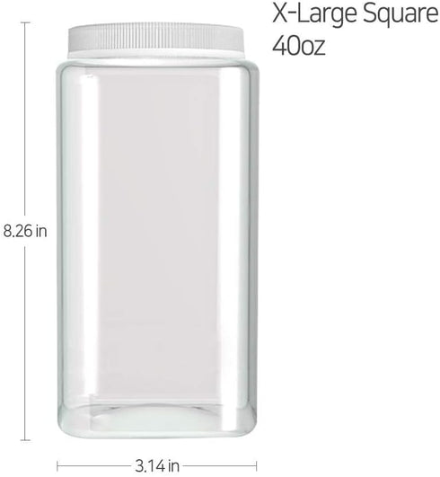 Silicook Clear Plastic Jar, Set of 3-40oz, Square Shaped, Transparent, Food Storage Container, Kitchen & Household Organization for Dry goods, Spi...