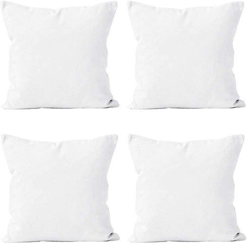 Encasa XO Throw Pillow Covers Only (No Insert) (18"x18") - Sublimation Blank White 4 Pc Pack with Invisible Zipper -Polyester Twill Cushion Cases ...