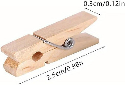 Durable Mini Wooden Clothespins for Crafts: Versatile 1-Inch Size, Pack of 100 - Ideal for DIY Projects, Photos, and Home Decor...
